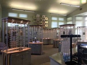 glasses display shelves